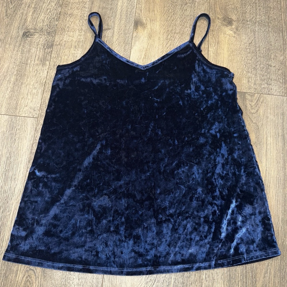Maurices Women's Crushed Velvet Cami Lace Babydoll Tank Top 90s Y2K Fairy Goth M